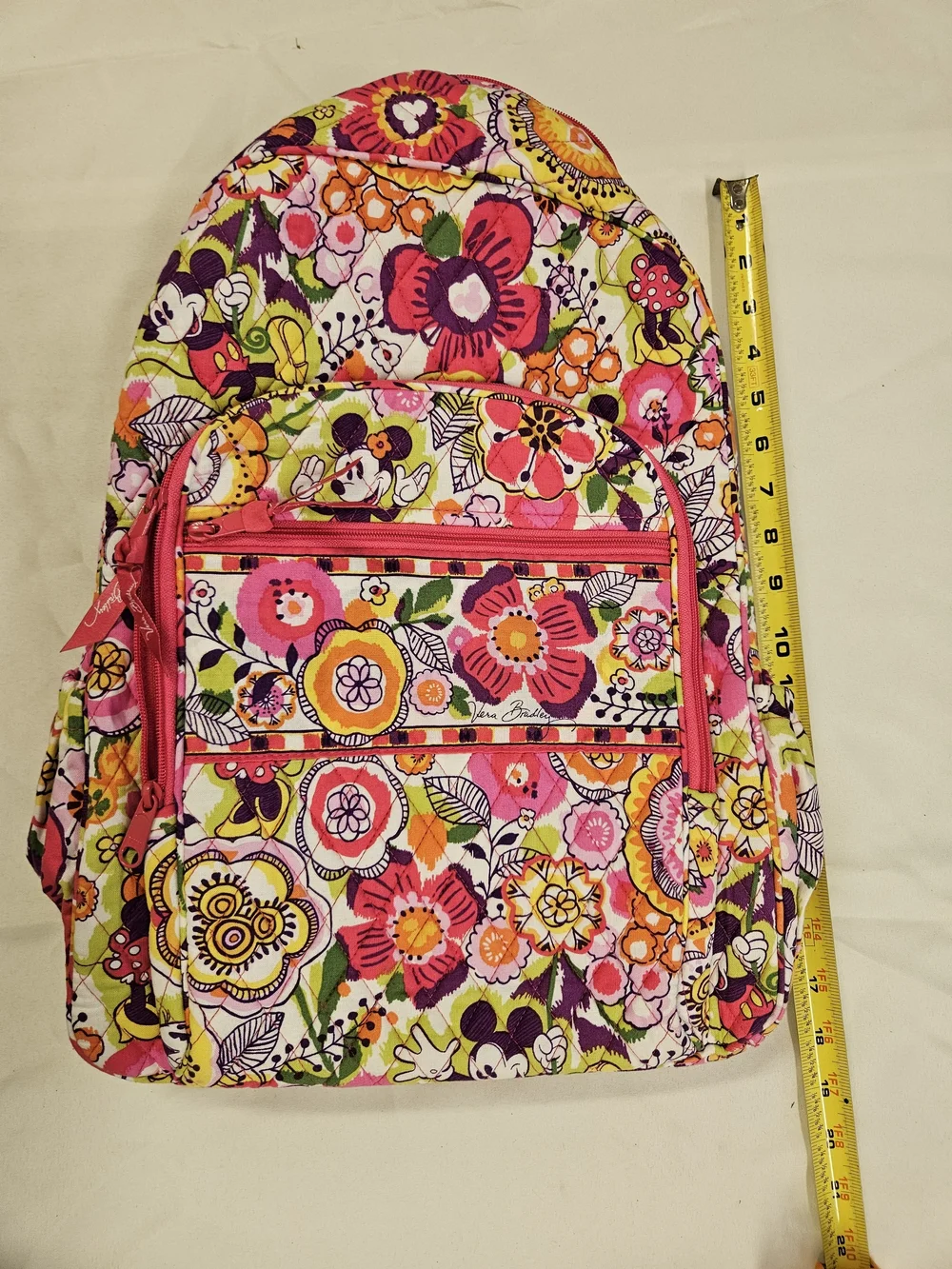 Disney Vera Bradley Campus Backpack Bouncing Bouquet Mickey Minnie Pink Floral